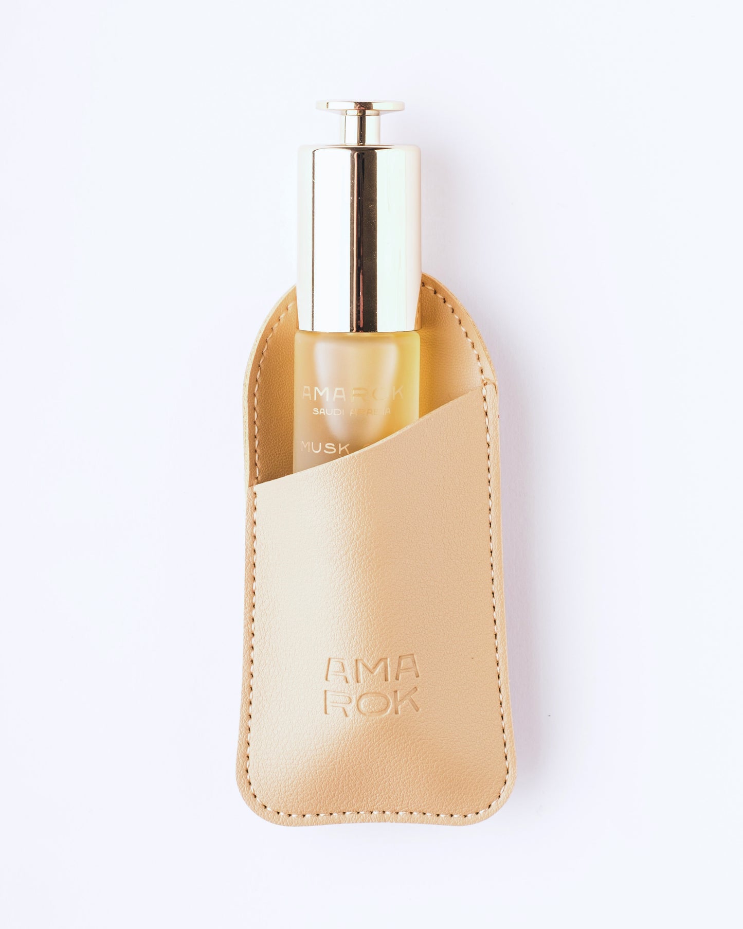 زجاجة مسك عود (5ml) من أماروك – عطر شرقي فاخر في حافظة جلدية